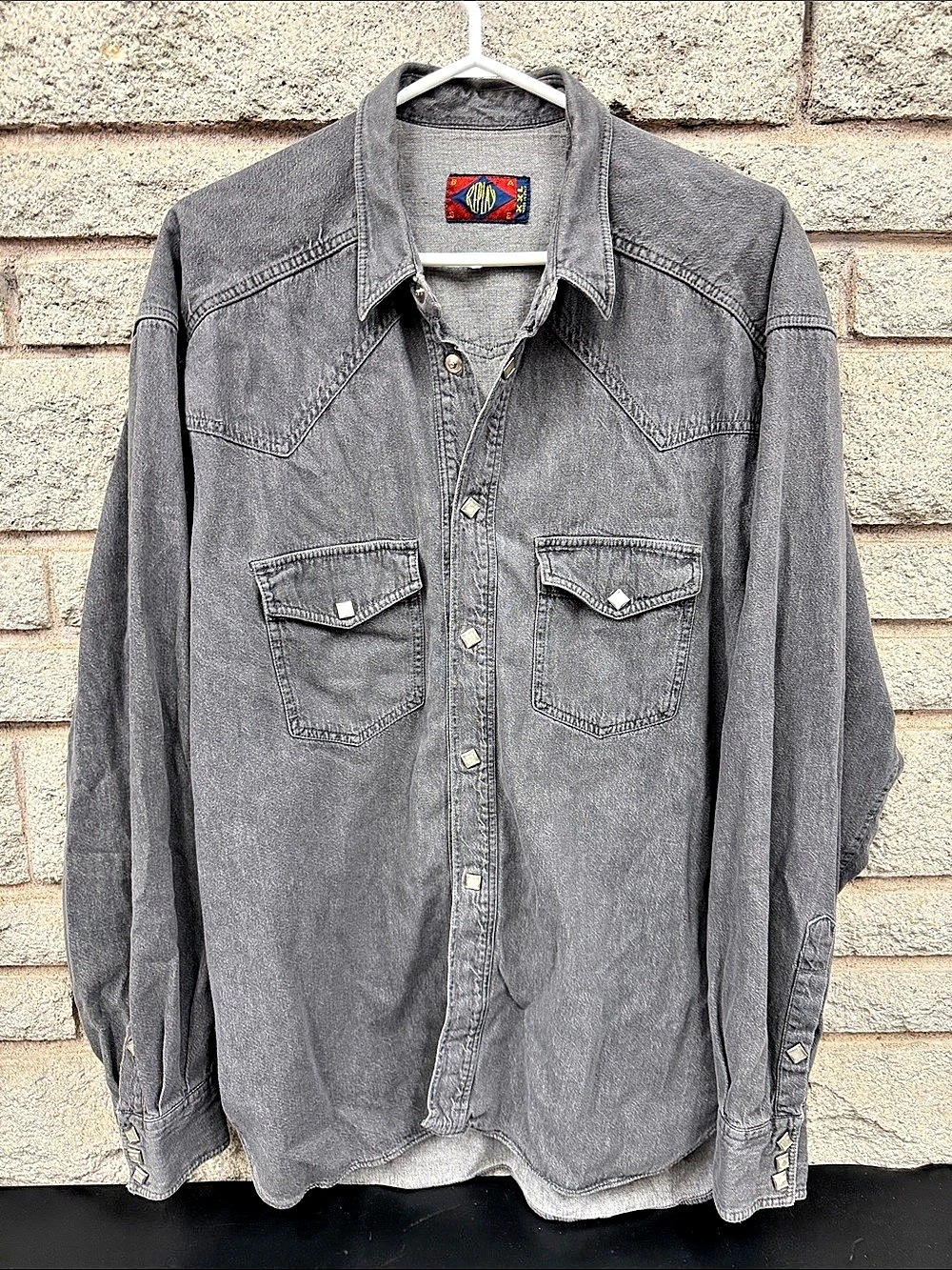 Vintage Replay Black Denim Western Shirt Men’s XL Snap Button Long Sleeve